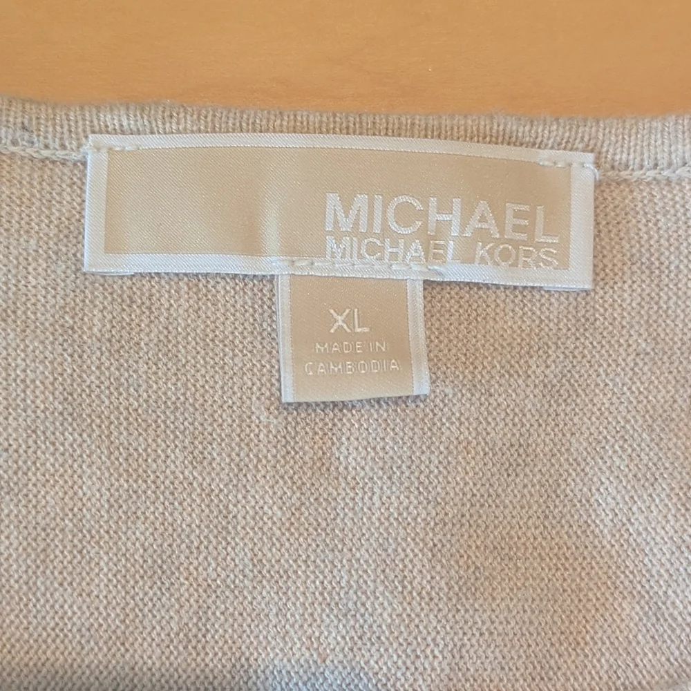 Michael Kors Cream Tunic Sweater XL Longline Oversized Cozy Knit